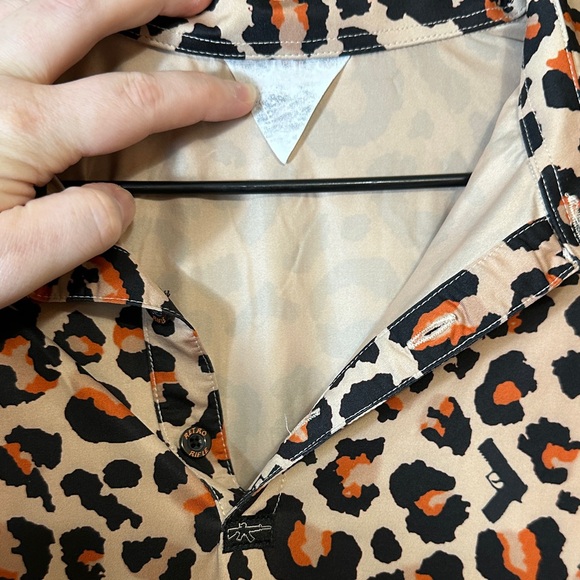 Retro Rifle Leopard Print Men's Shirt XL - Picture 2 of 5